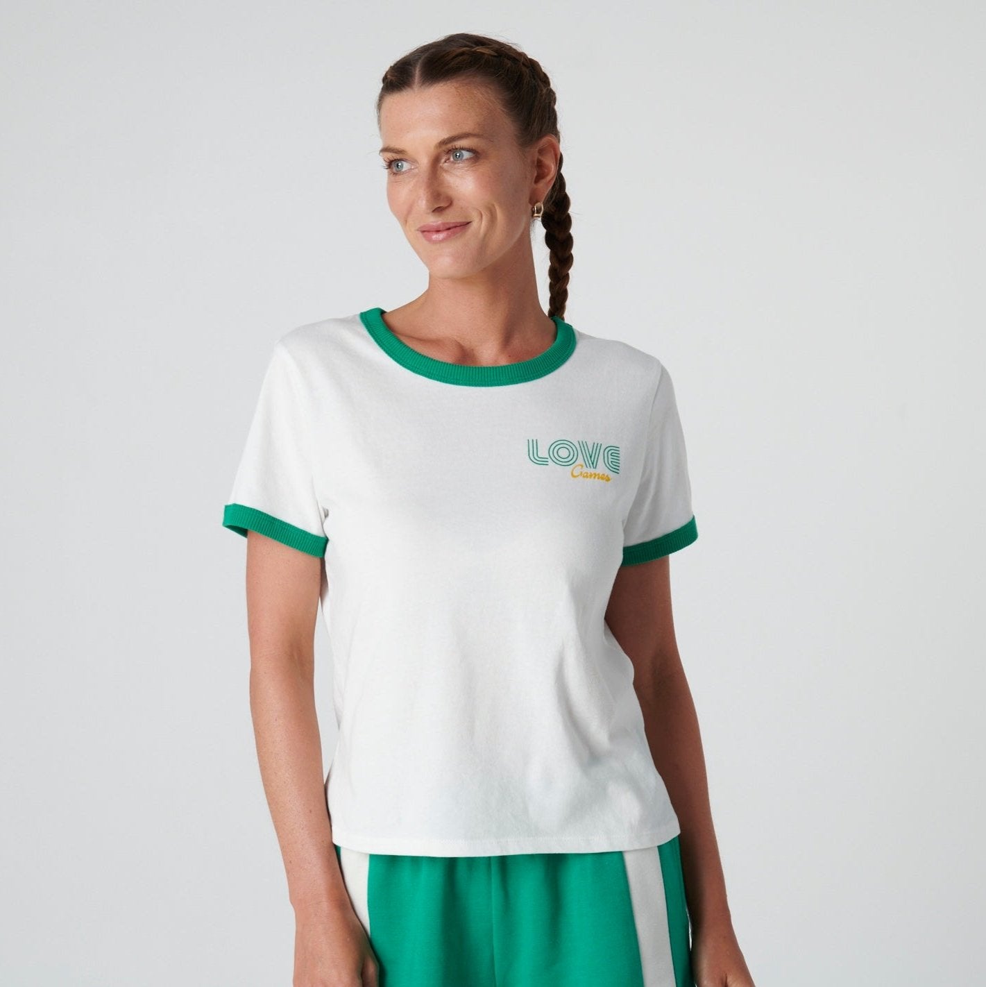 Love Games Swinger Tee - Green Trim