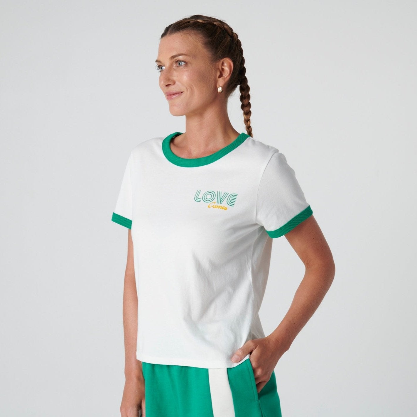 Love Games Swinger Tee - Green Trim