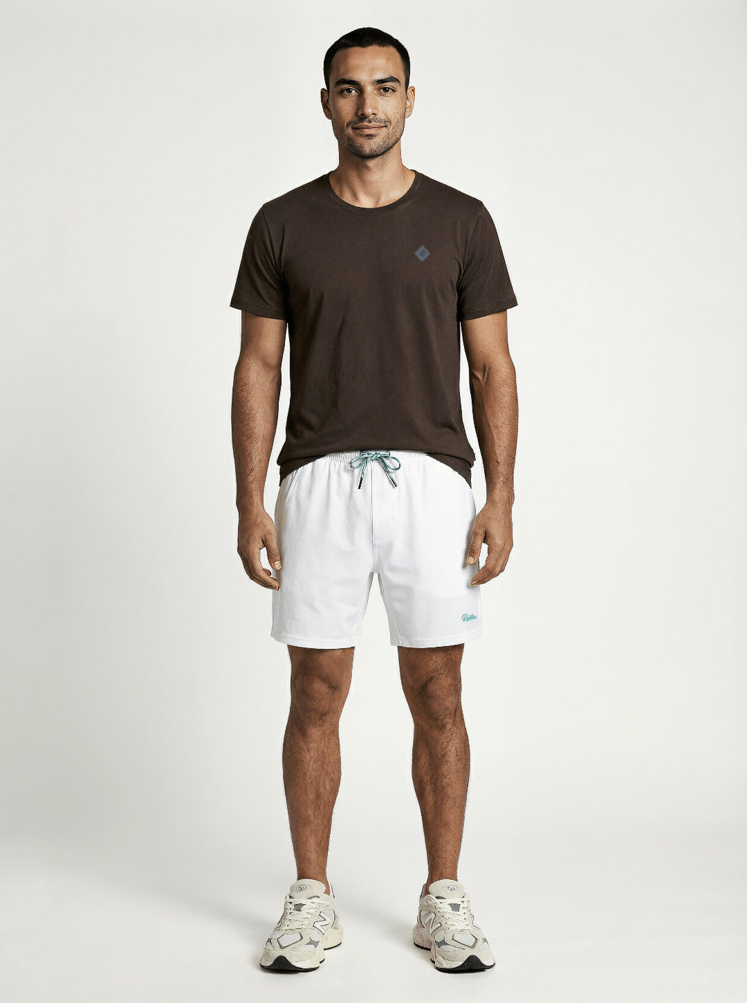 Lined Signature Short - White